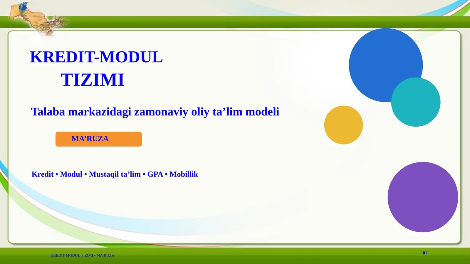 Oliy ta'limda Kredit modul tizimi haqida 30 ta slayt