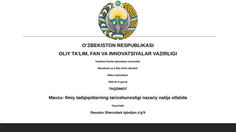 Ilmiy tadqiqotlarning tarixshunosligi natijalari