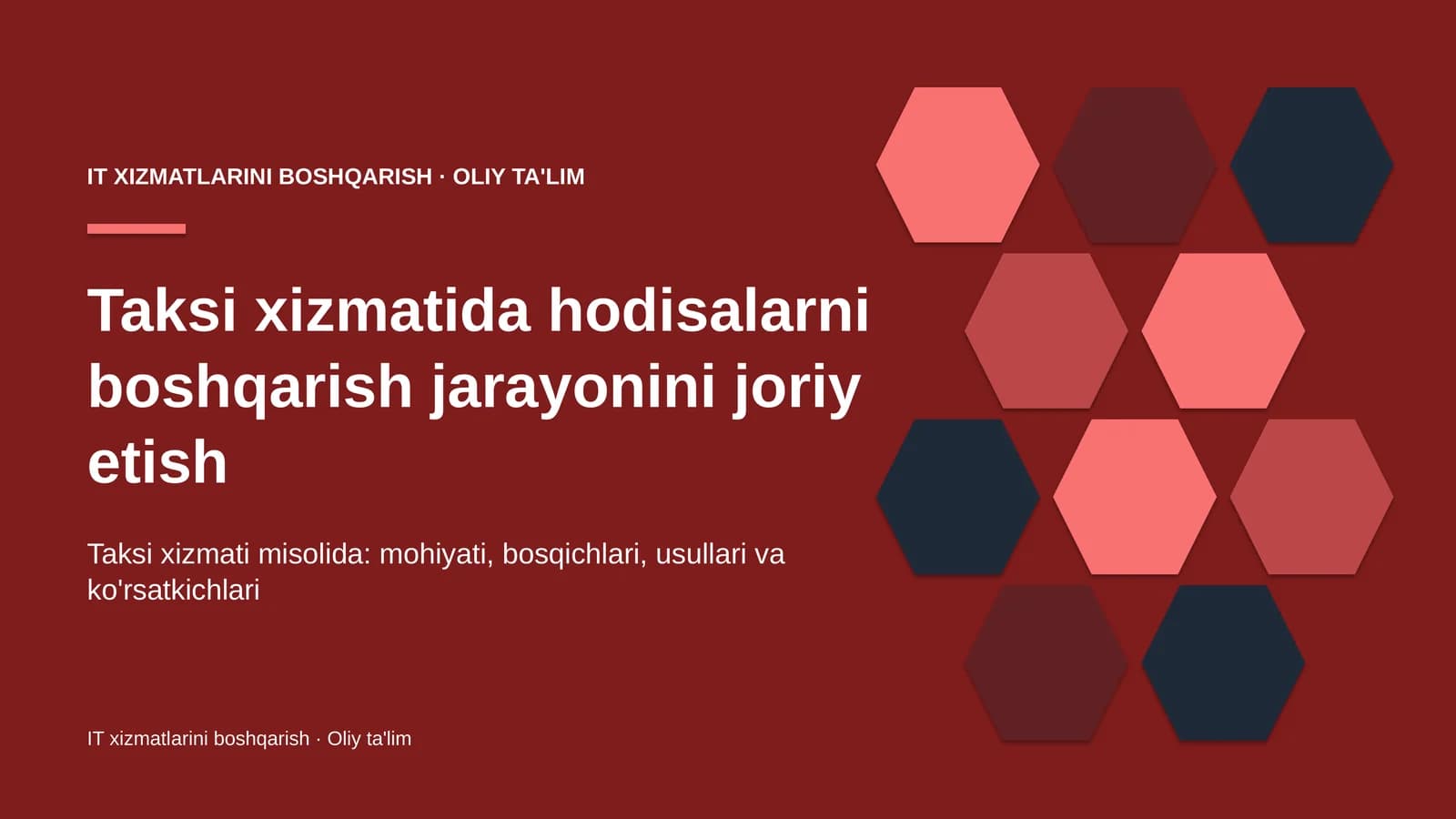 taksi xizmatida hodisalarni boshqarish jarayonini joriy etish 2173