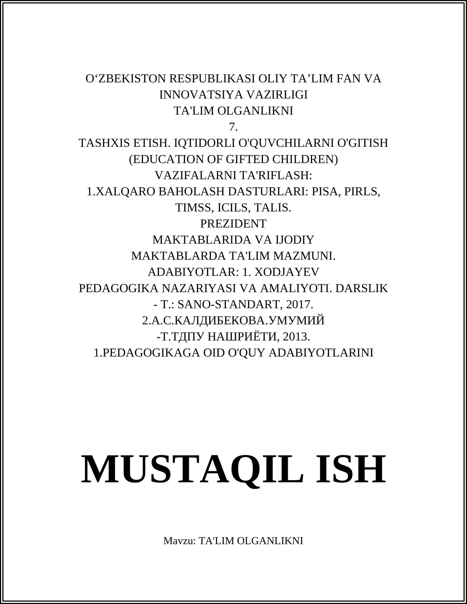 TA'LIM OLGANLIKNI 7