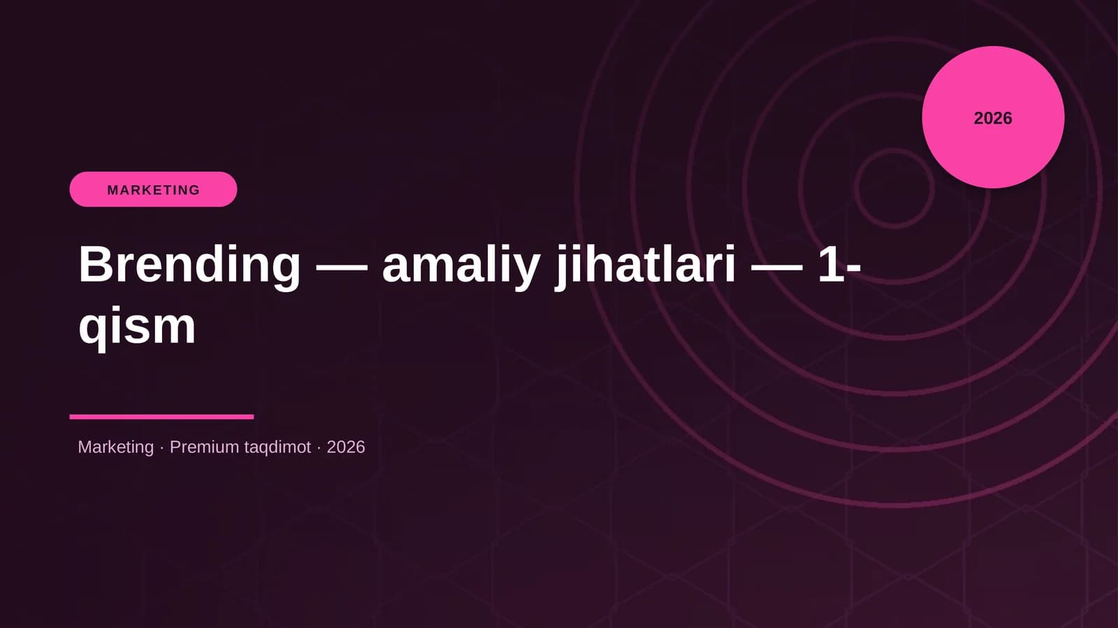 Brending — amaliy jihatlari — 1-qism