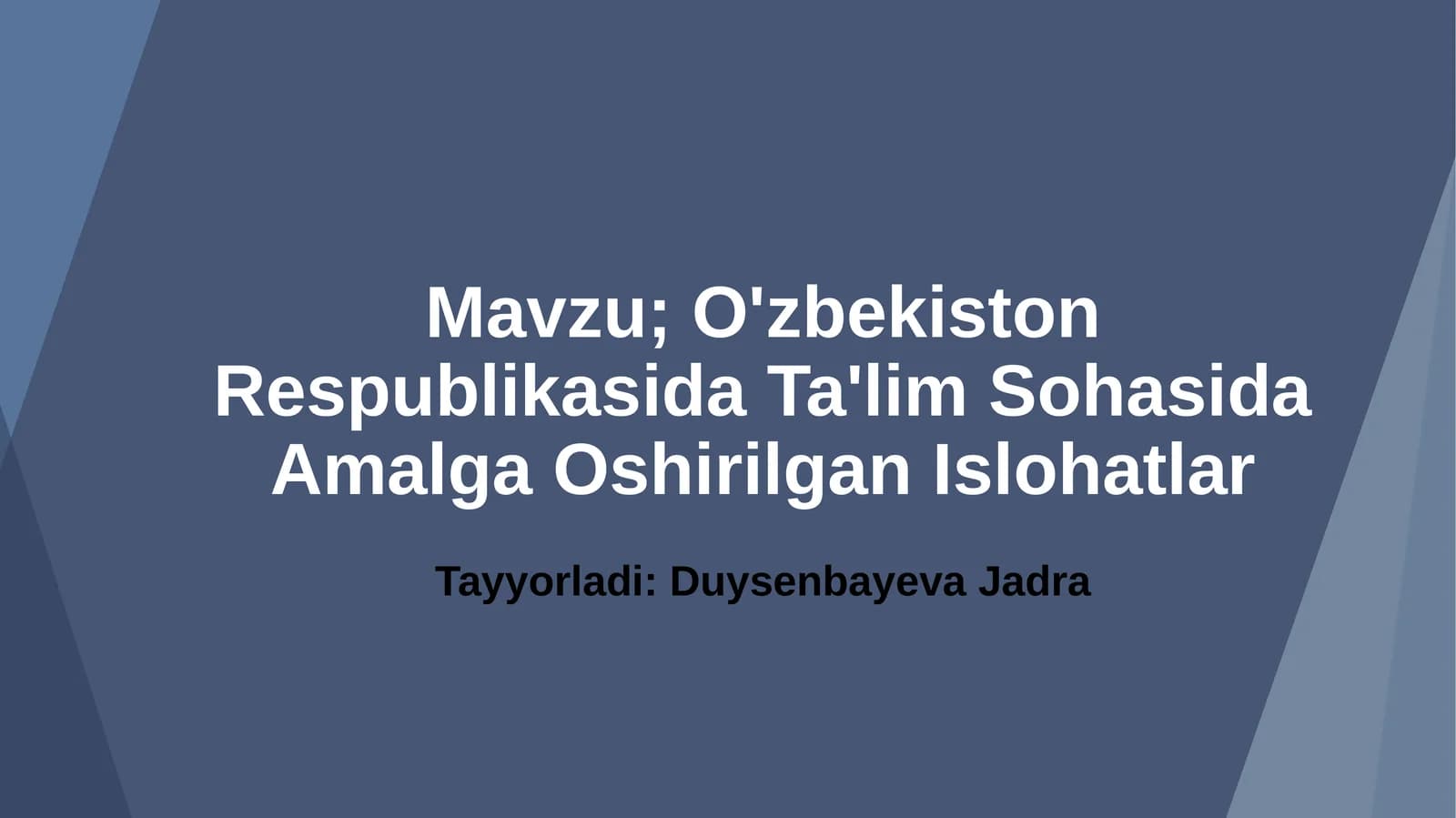 O'zbekiston Respublikasida Ta'lim Sohasida Amalga Oshirilgan Islohatlar