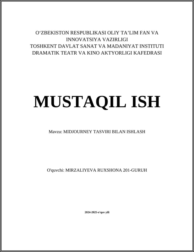 MIDJOURNEY TASVIRI BILAN ISHLASH