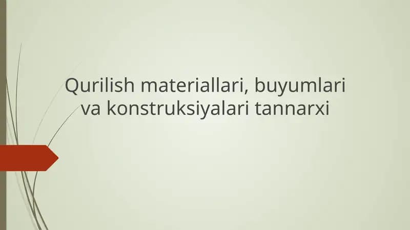 Qurilish materiallari, buyumlari va konstruksiyalari tannarxi
