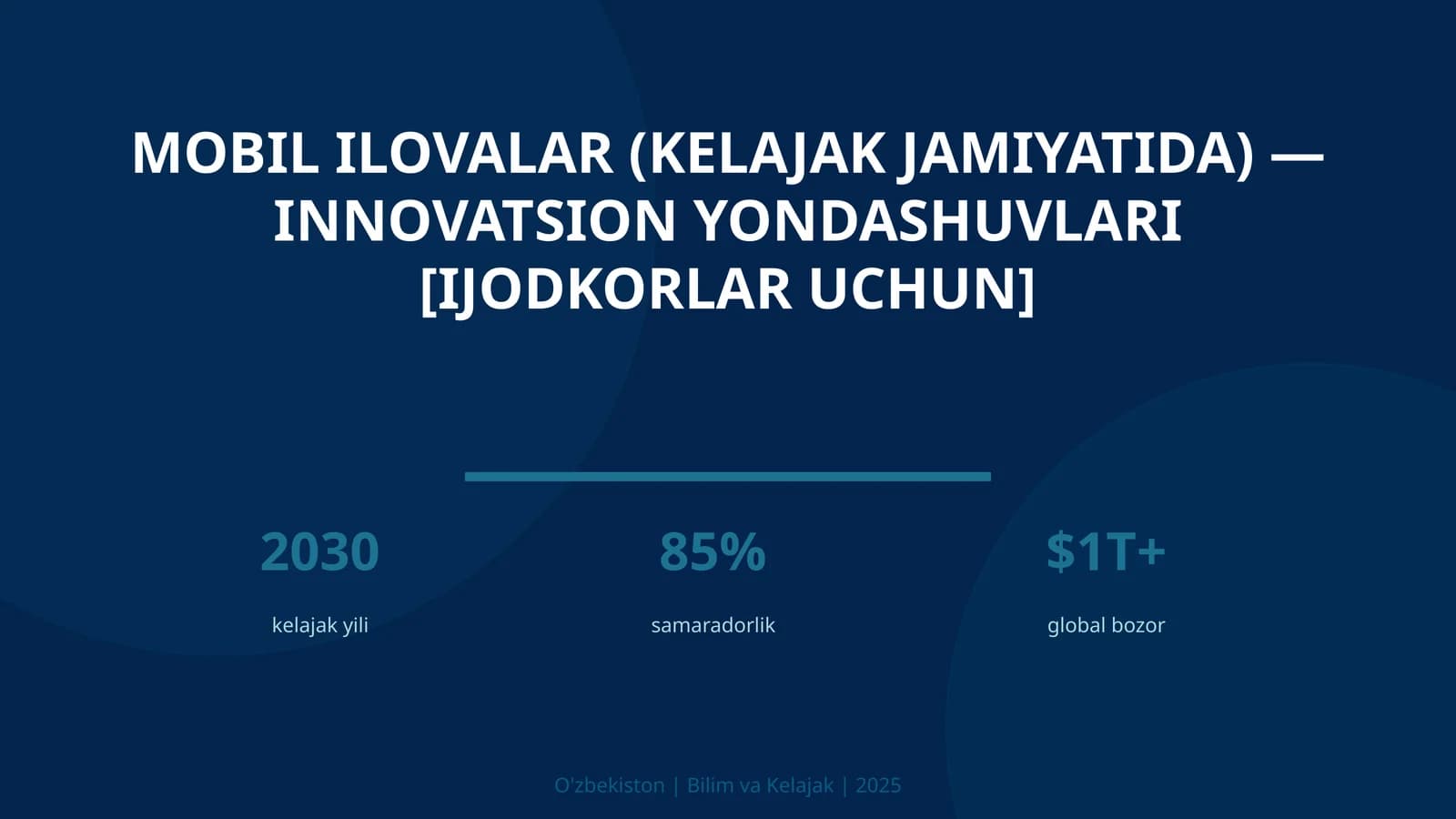 MOBIL ILOVALAR (KELAJAK JAMIYATIDA) — INNOVATSION YONDASHUVLARI [IJODKORLAR UCHUN]