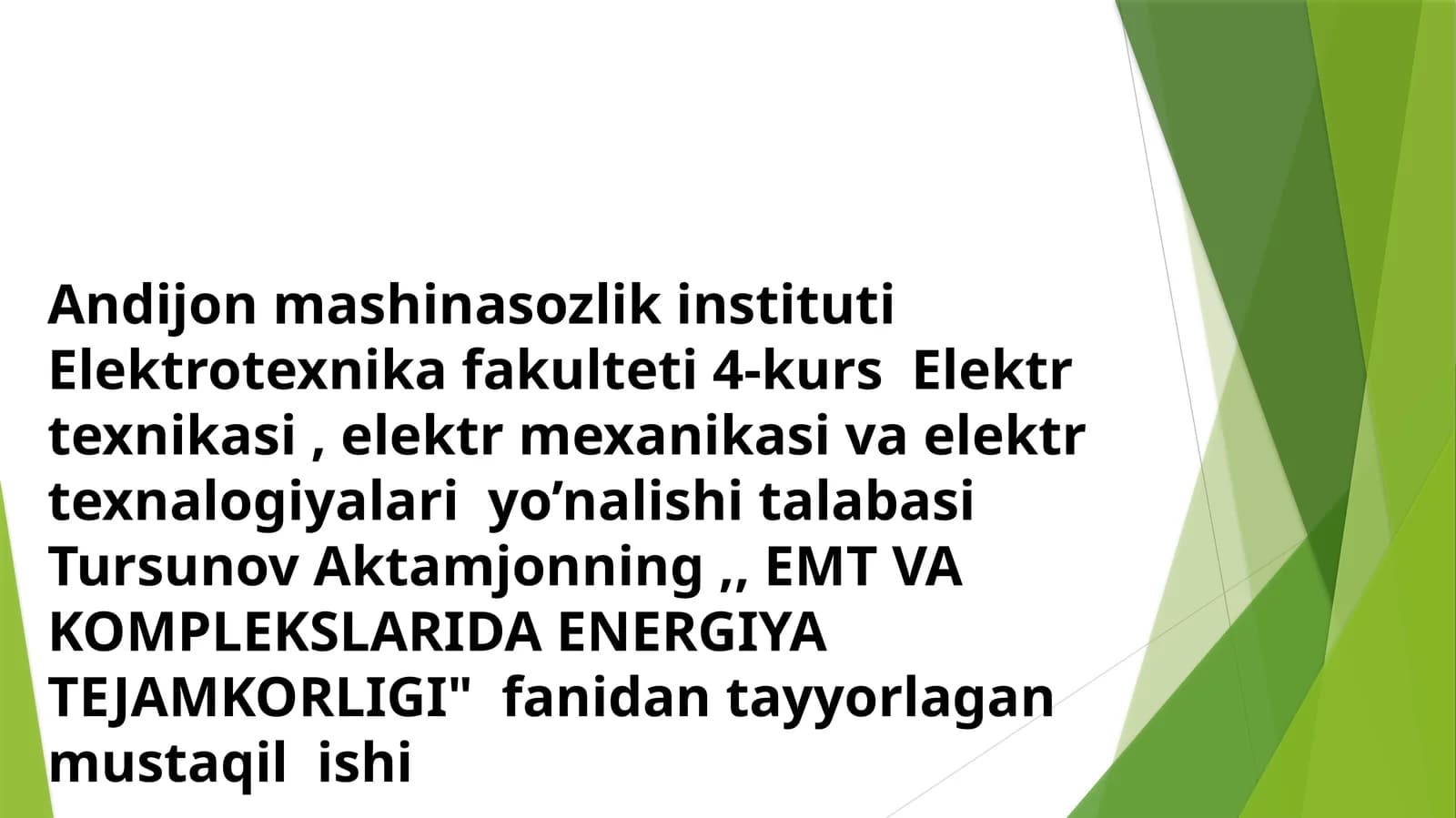 Elektromobillar vositasida energiya sarfini kamaytirish