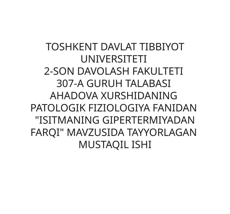 ISITMANING GIPERTERMIYADAN FARQI