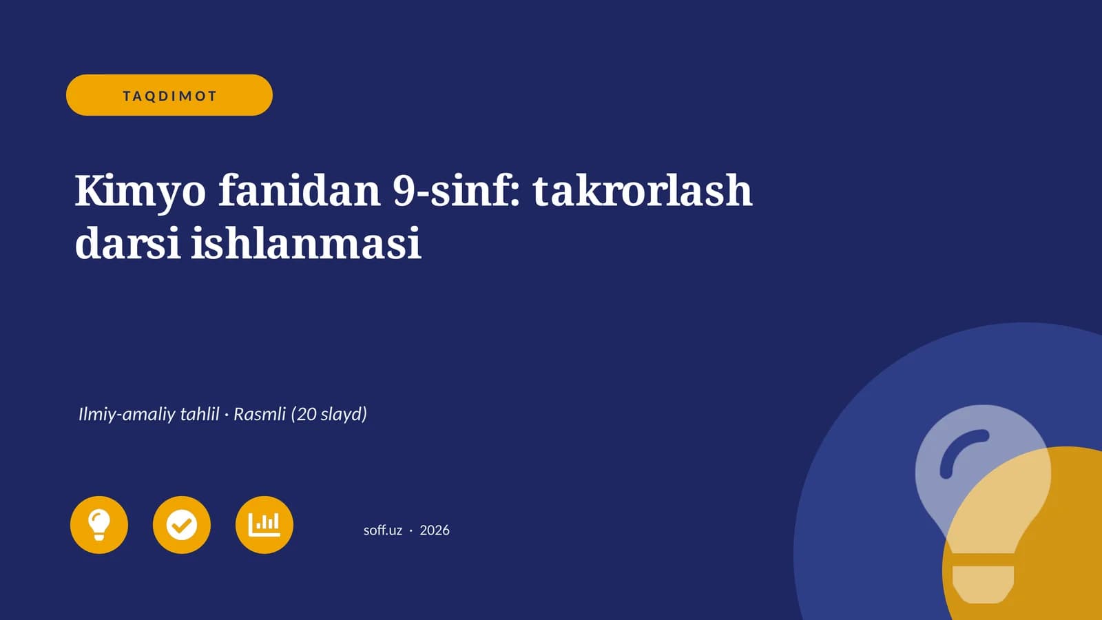 Kimyo fanidan 9-sinf: takrorlash darsi ishlanmasi