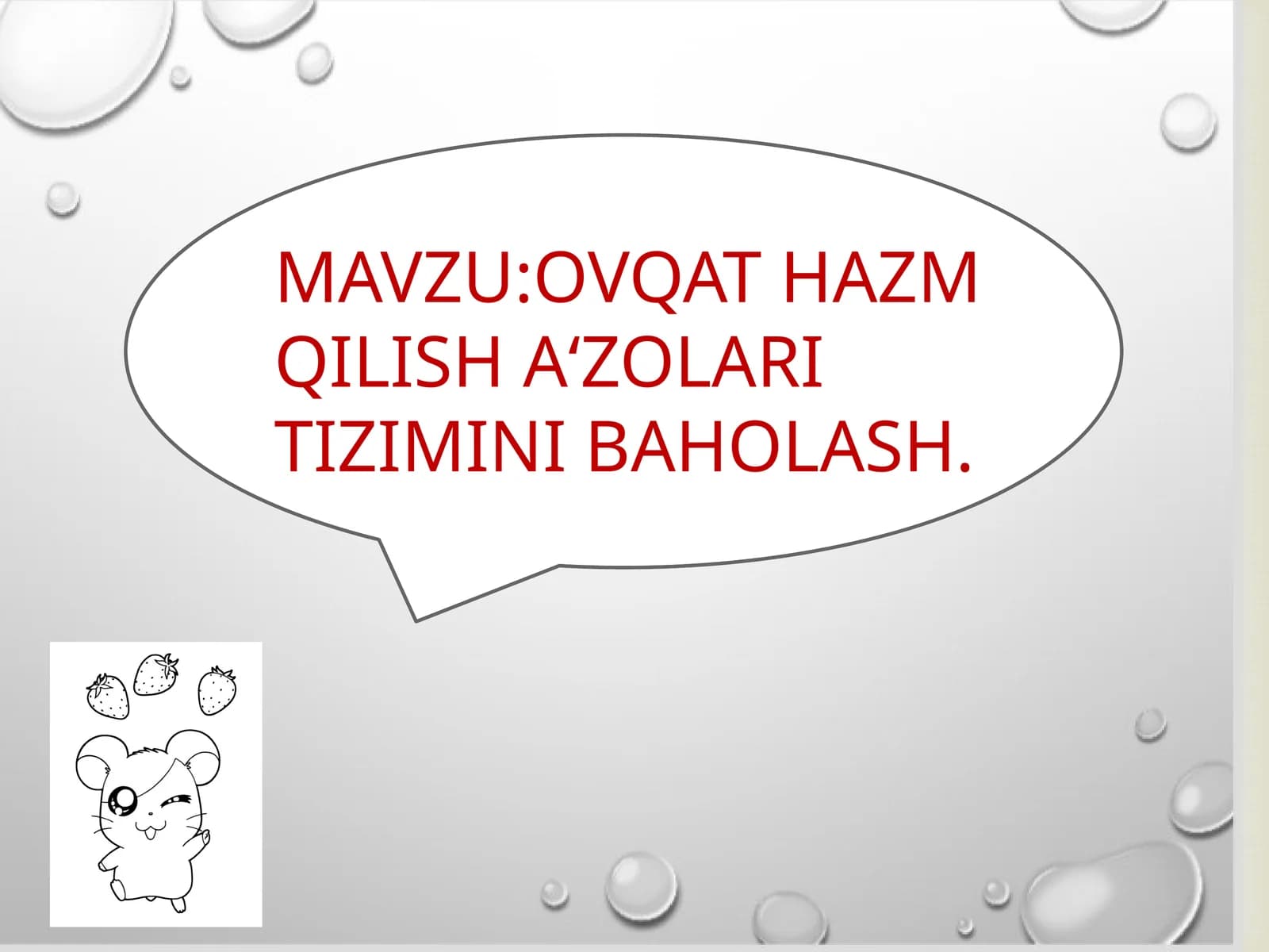 OVQAT HAZM QILISH A‘ZOLARI TIZIMINI BAHOLASH