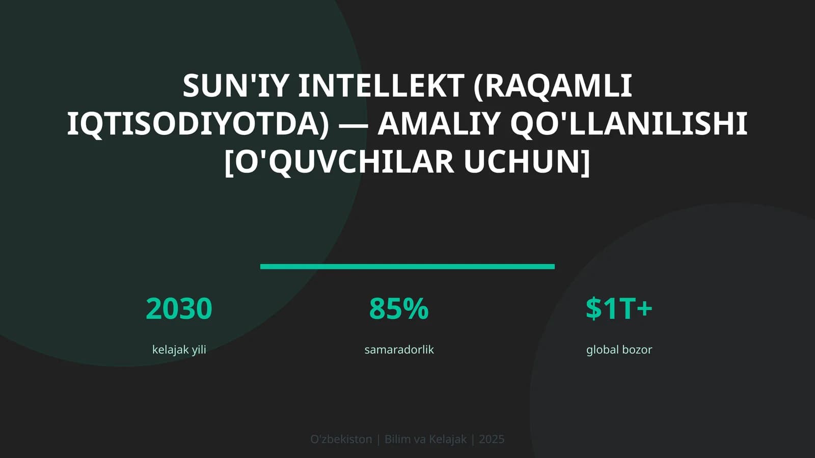 Sun'iy intellekt (raqamli iqtisodiyotda) — amaliy qo'llanilishi [o'quvchilar uchun]
