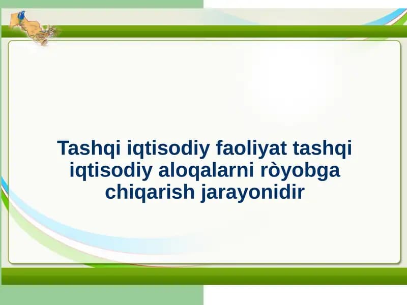 Tashqiiqtisodiy faoliyat