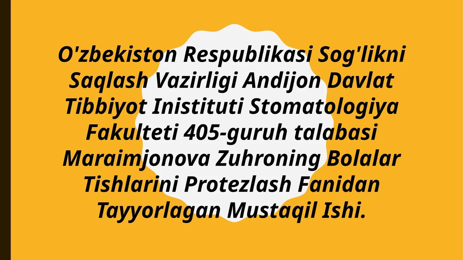 X.N.Shamsiyevning  Ko’priksimon protezi