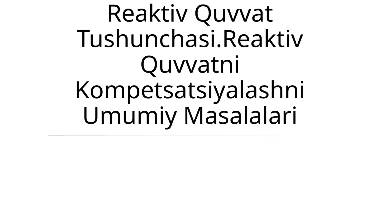 Reaktiv Quvvat Tushunchasi