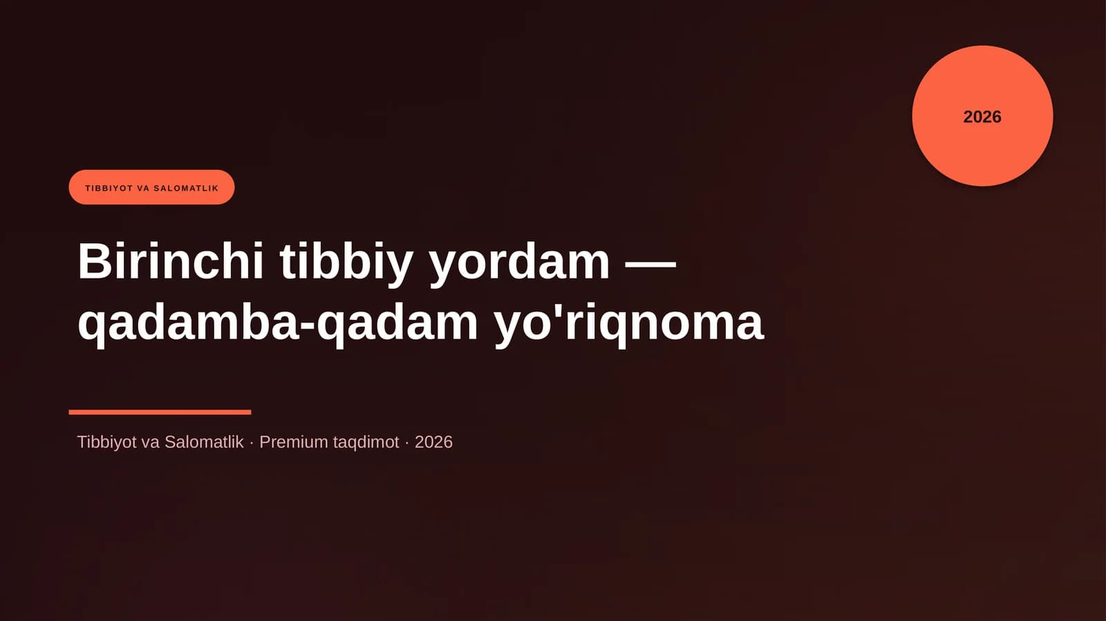 Birinchi tibbiy yordam — qadamba-qadam yo'riqnoma