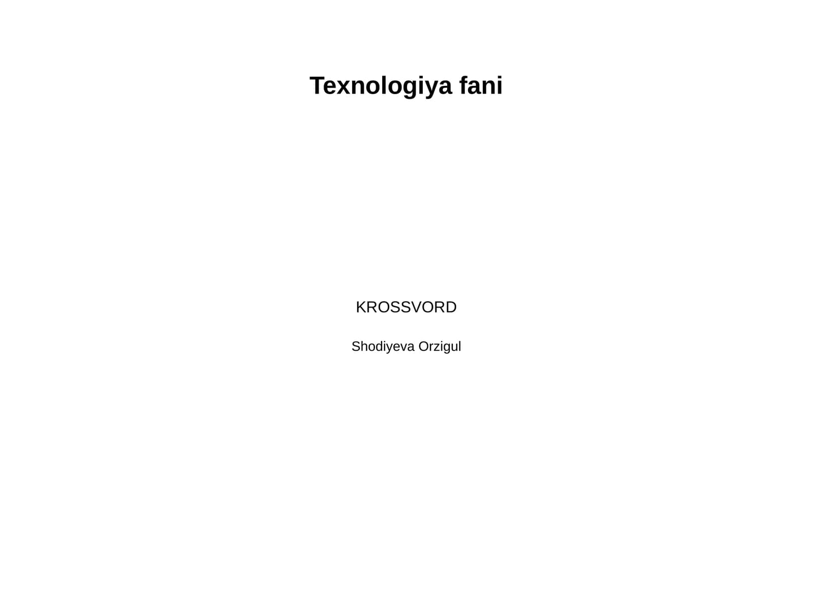 Texnologiya fanidan