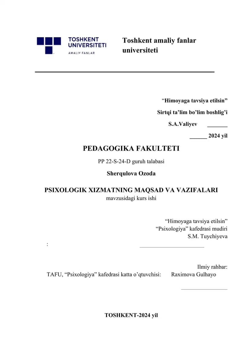 psixologik xizmat maqsad va vazifasi.