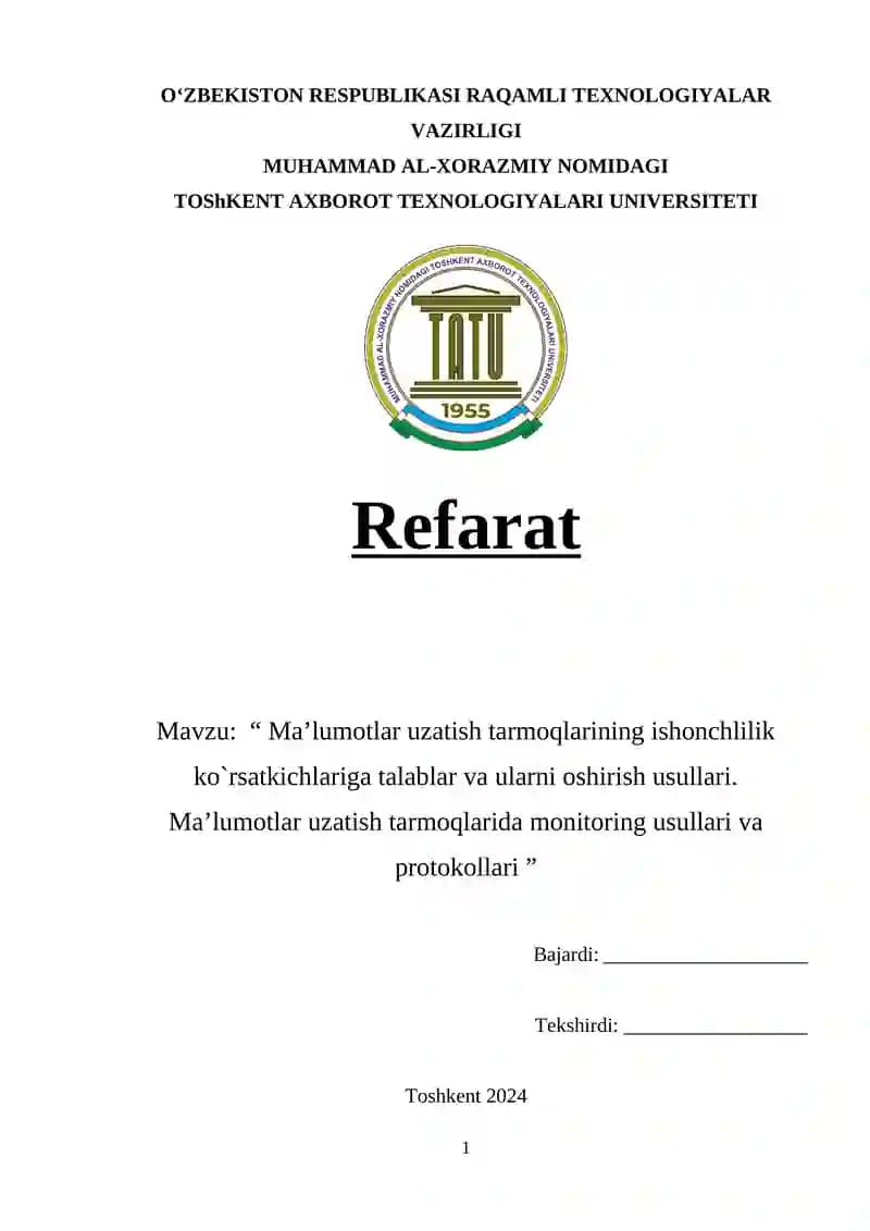 Ma'lumotlar Uzatish Tarmoqlari