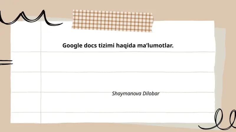 Google Docs tizimi haqida maʼlumotlar