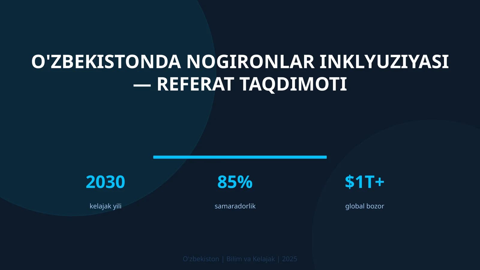 O'ZBEKISTONDA NOGIRONLAR INKLYUZIYASI — REFERAT TAQDIMOTI