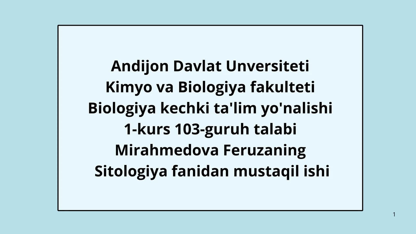 Kimyo va Biologiya fakulteti