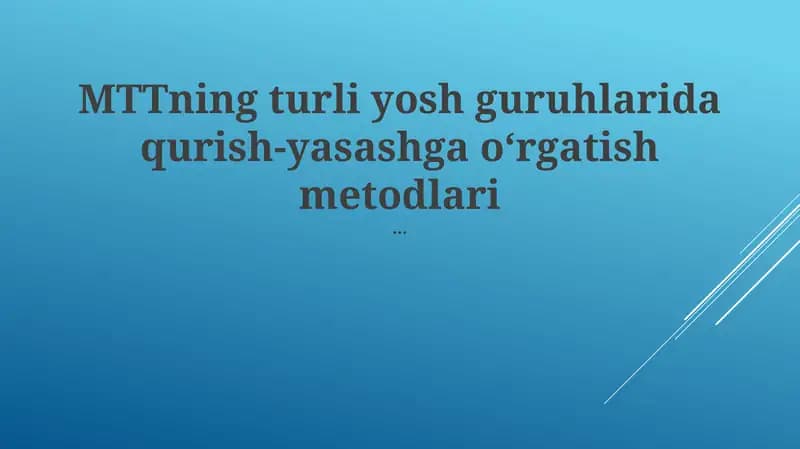 Erta bolalik konstruksiya o'yinlari