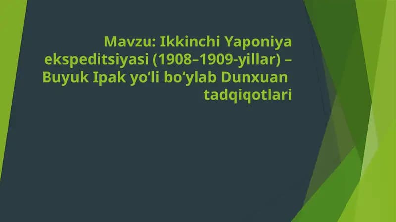 Ikkinchi Yaponiya ekspeditsiyasi (1908–1909-yillar) – Buyuk Ipak yo‘li bo‘ylab Dunxuan tarixi