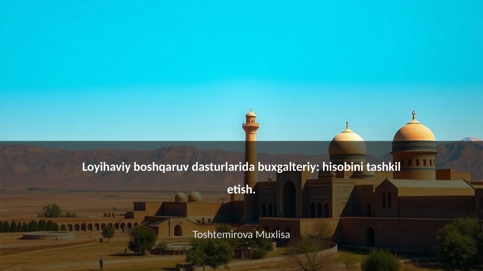 Loyihaviy boshqaruv dasturlarida buxgalteriy: hisobini tashkil etish