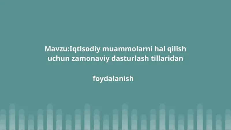 Iqtisodiy muammolarni hal qilish uchun zamonaviy dasturlashtillaridan foydalanish