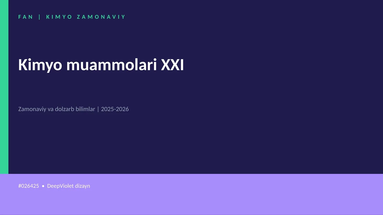 Kimyo muammolari XXI