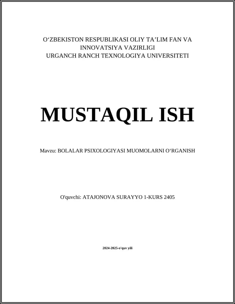 Bolalar psixologiyasi muomolarni oʻrganish