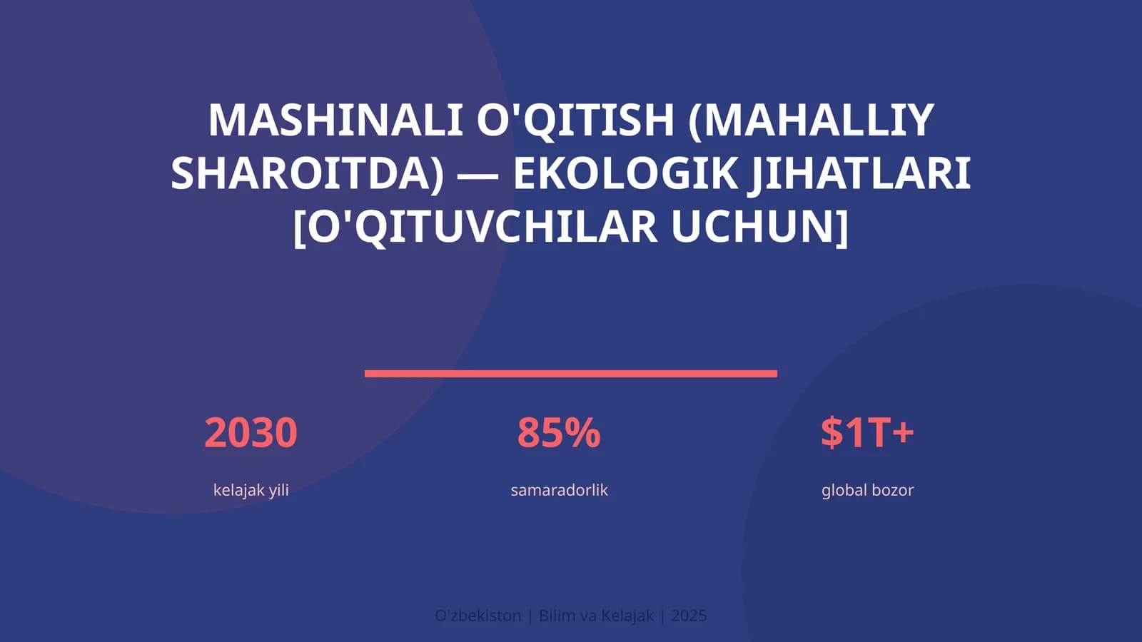 Mashinali o'qitish (mahalliy sharoitda) — ekologik jihatlari [o'qituvchilar uchun]