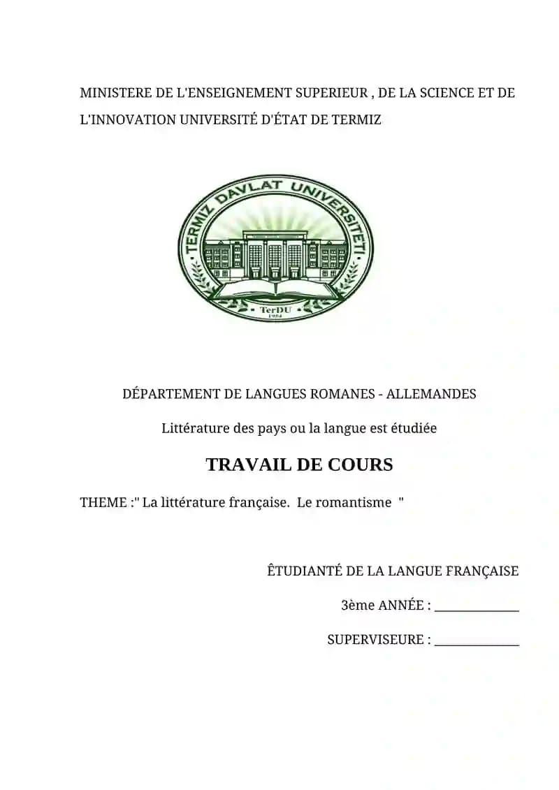 La littérature française.  Le romantisme