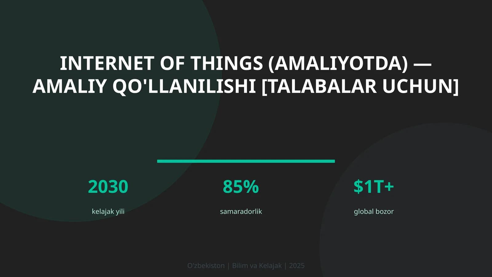 Internet of Things (amaliyotda) — amaliy qo'llanilishi [talabalar uchun]