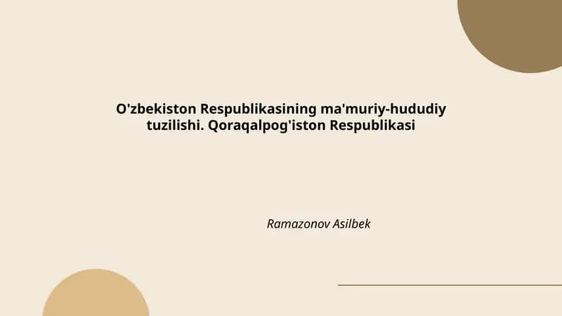 O'zbekiston Respublikasining ma'muriy-hududiy tuzilishi