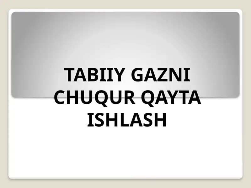 TABIIY GAZNI CHUQUR QAYTA ISHLASH