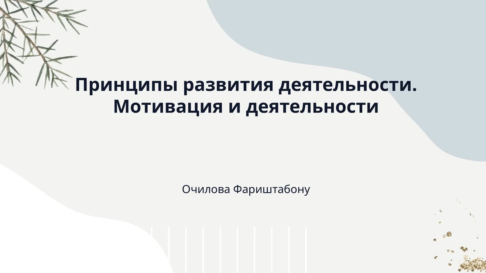 Принципы развития деятельности. Мотивация и деятельности