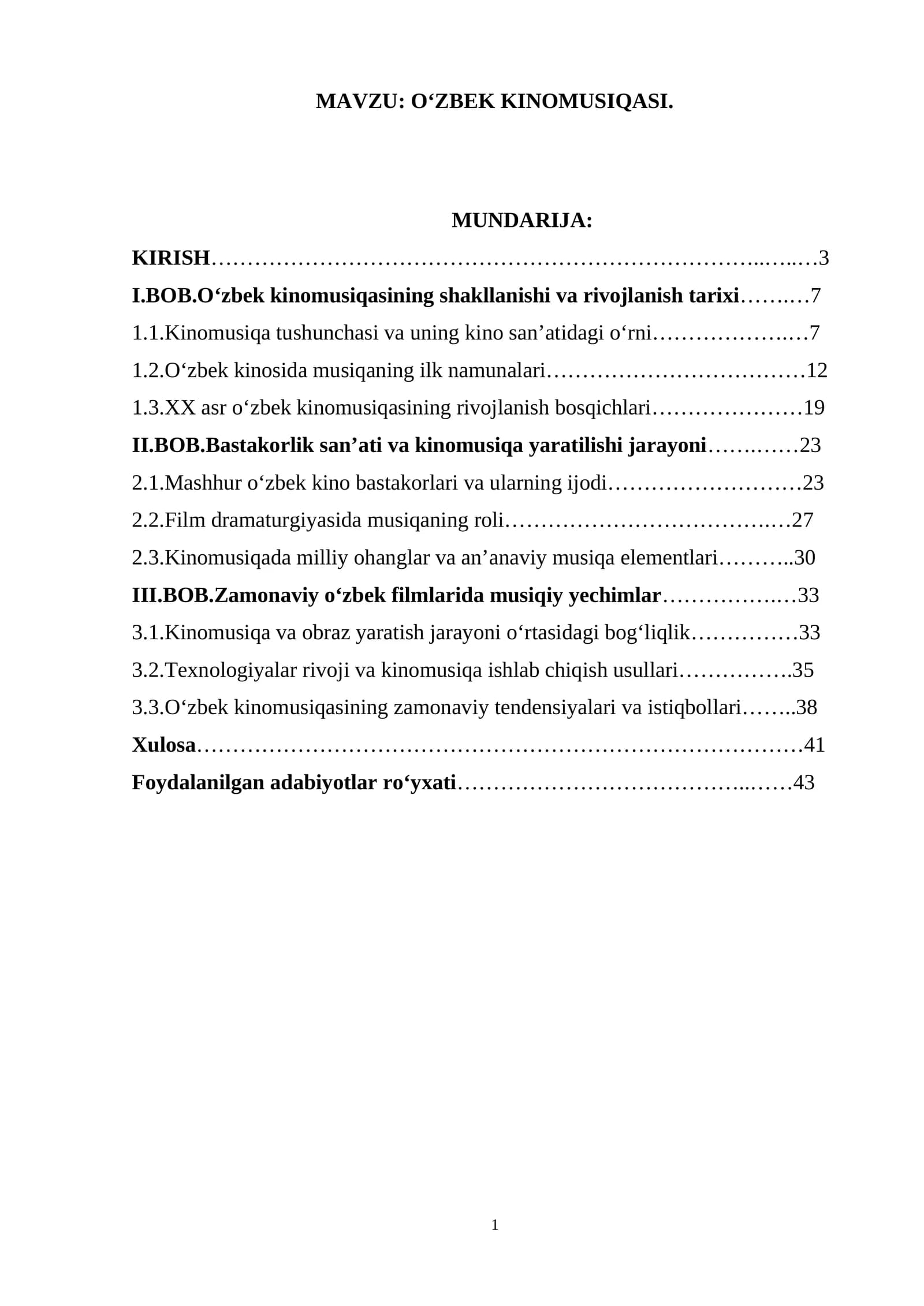 O‘ZBEK KINOMUSIQASI