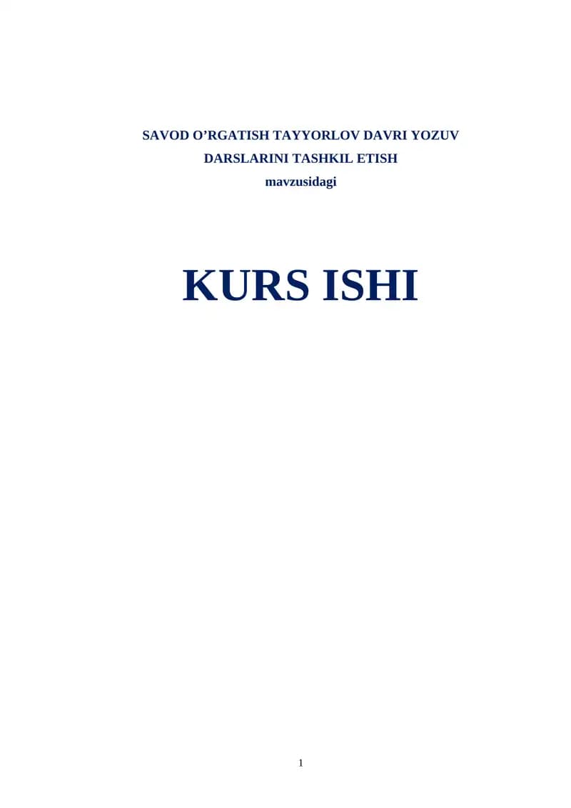 Savod o`rgatish tayyorlov davri yozuv darslarini tashkil etish