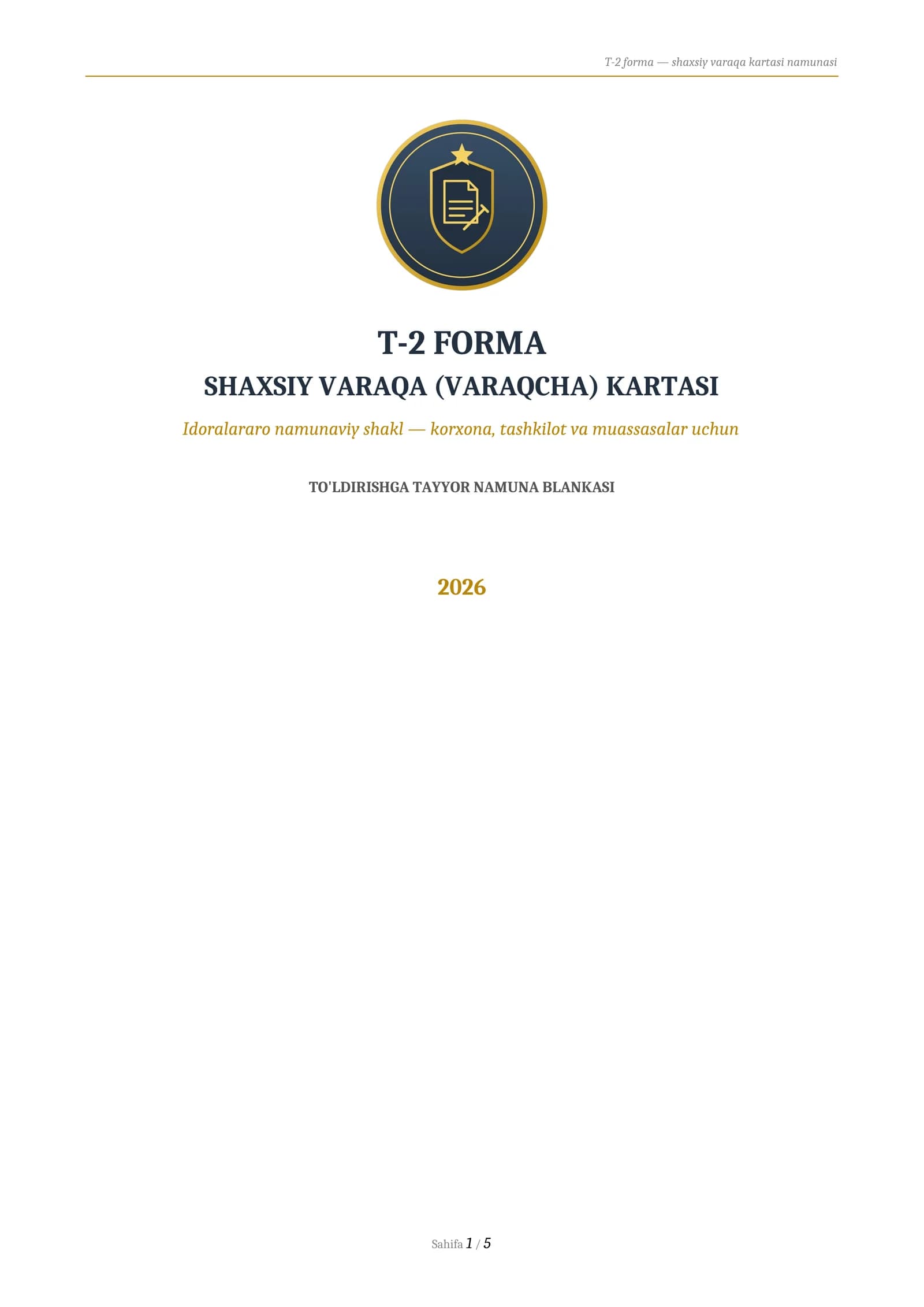 t2 forma shaxsiy varaqa