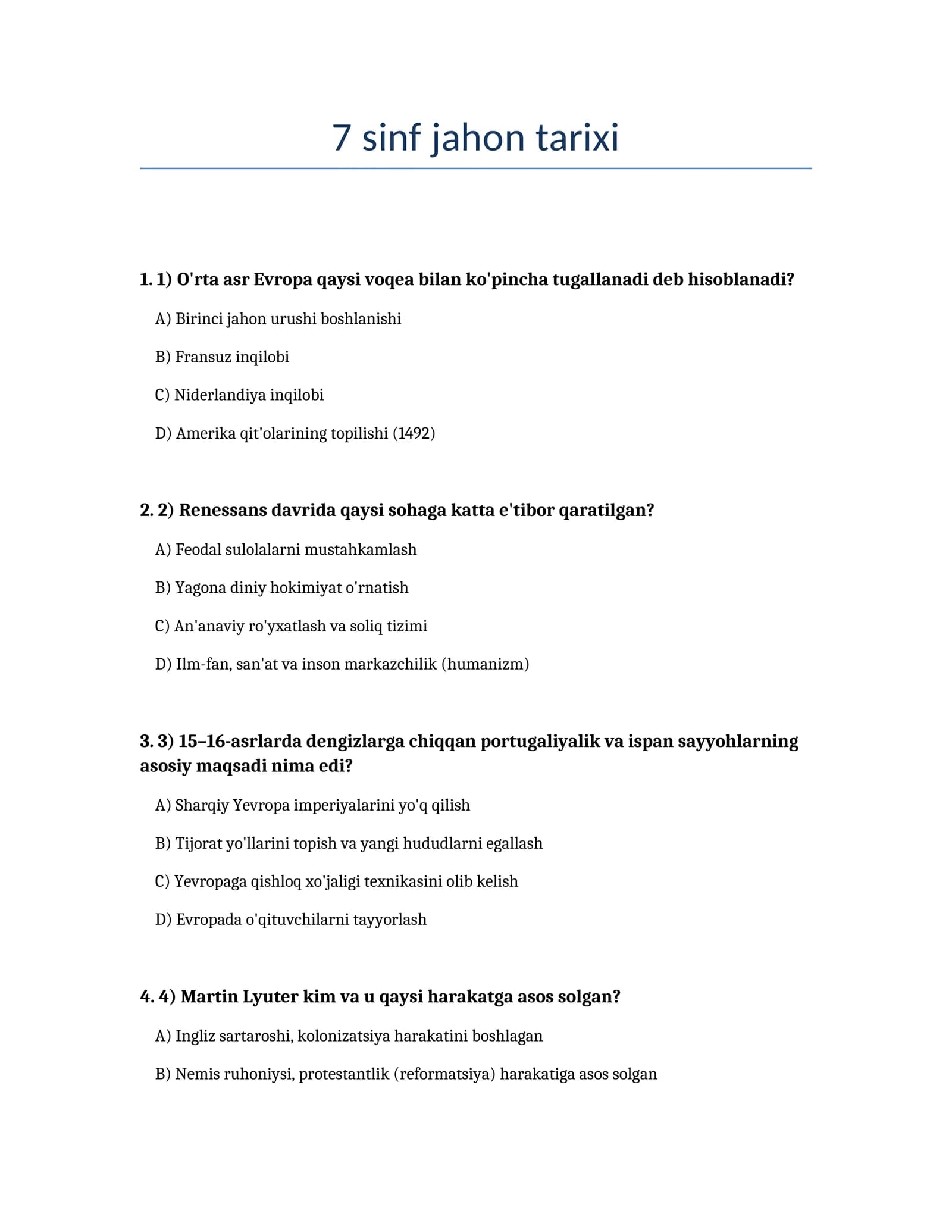 7 sinf jahon tarixi