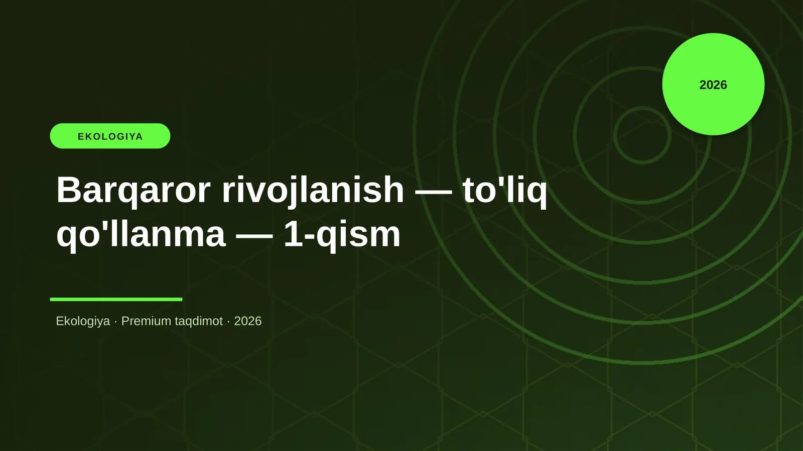 Barqaror rivojlanish — to'liq qo'llanma — 1-qism