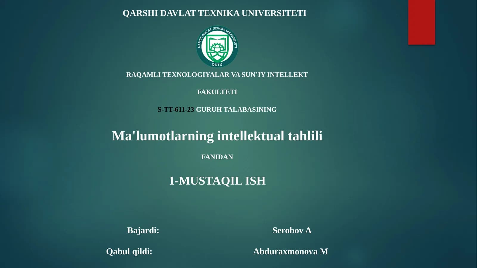 Ma'lumotlarning intellektual tahlili