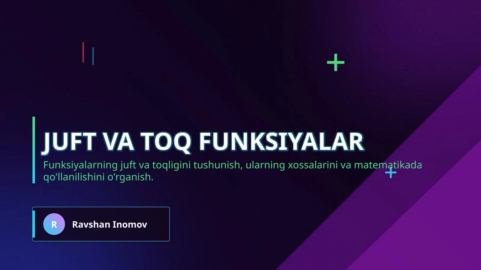 Juft va toq funksiyalar