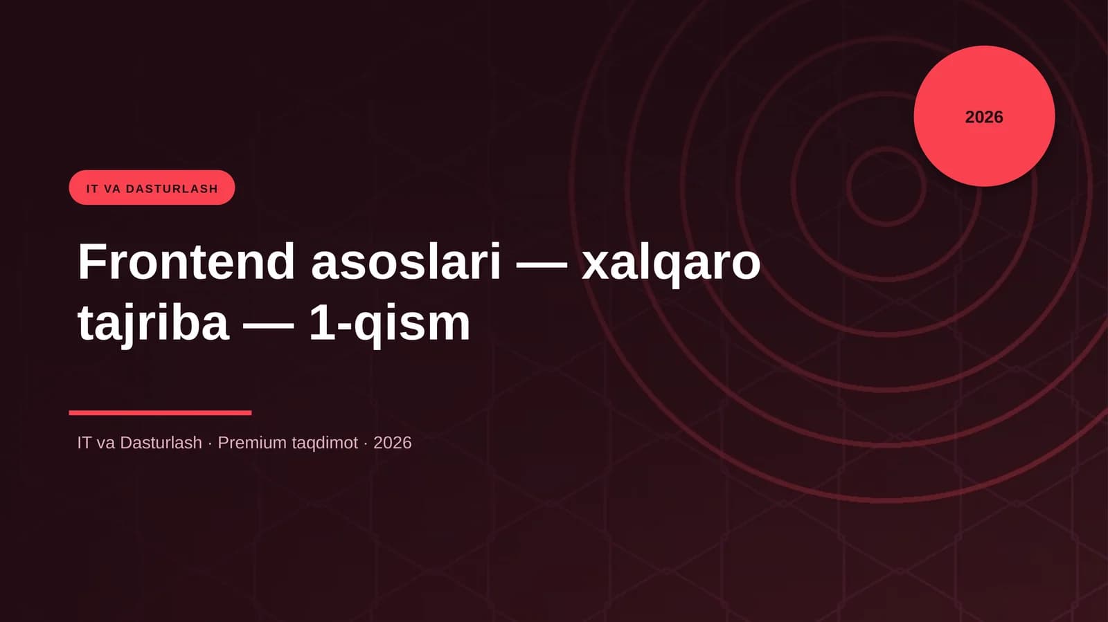 Frontend asoslari - xalqaro tajriba - 1-qism