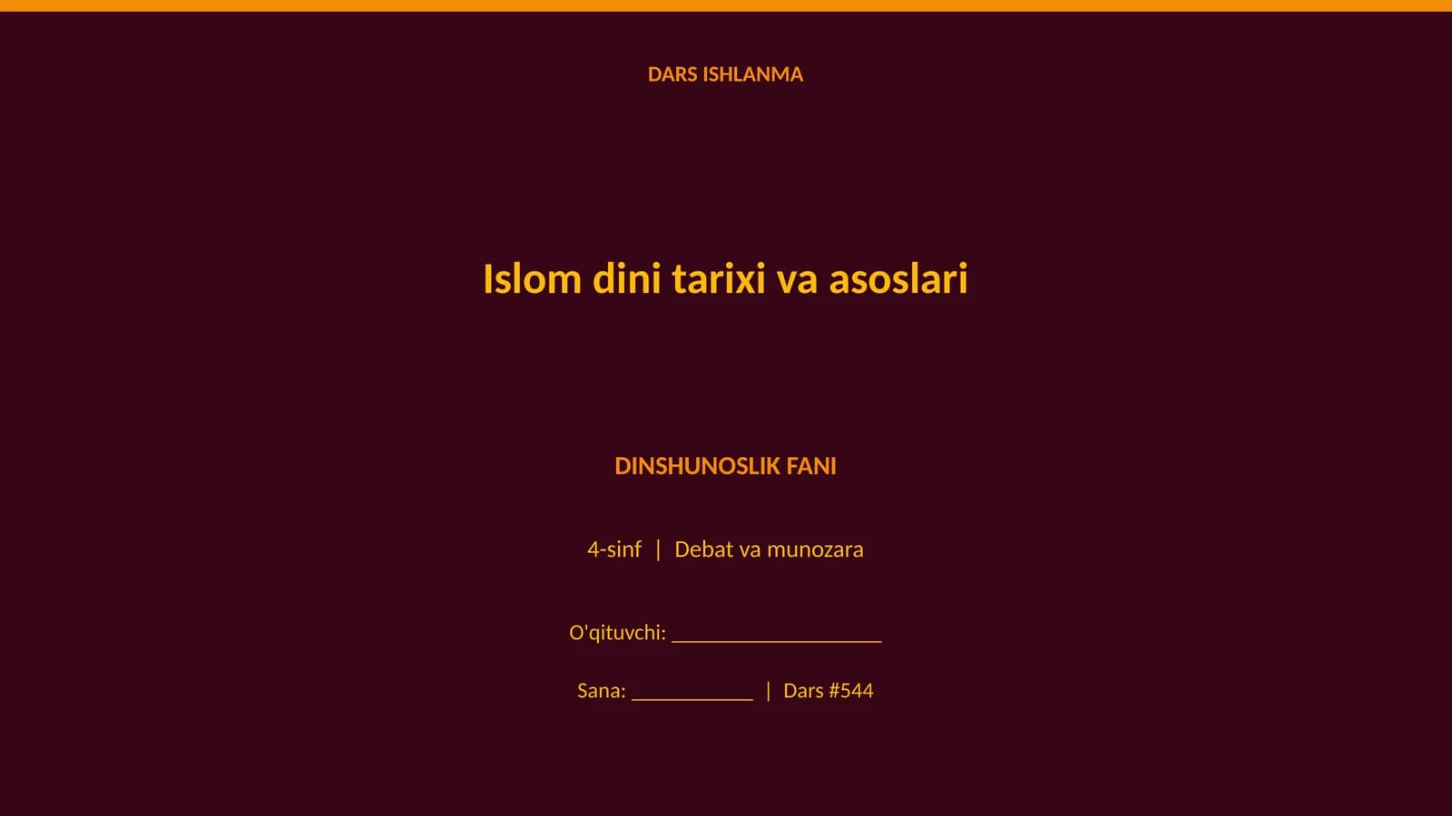 Islom dini tarixi va asoslari