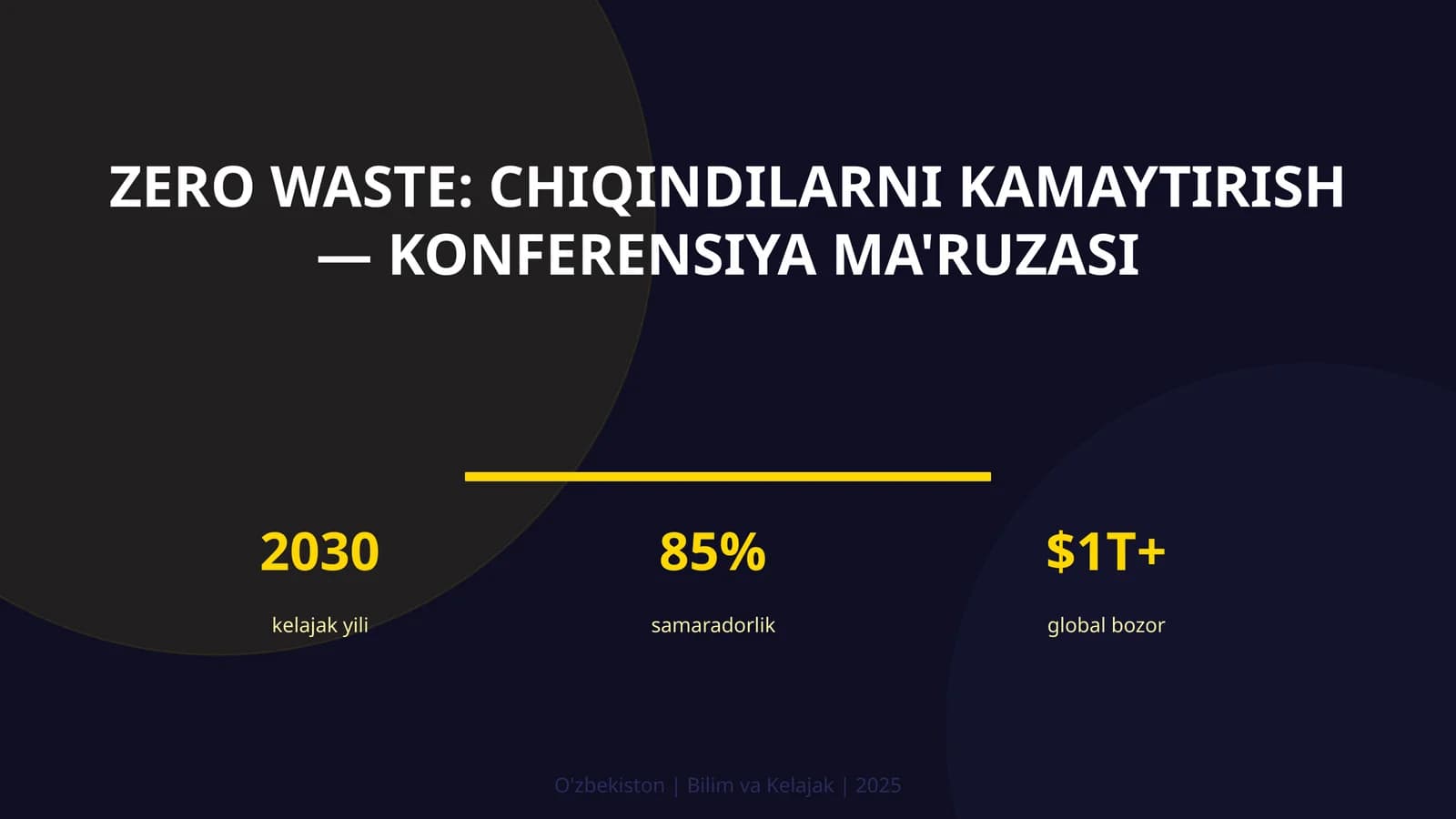 Zero waste: chiqindilarni kamaytirish — konferensiya ma'ruzasi