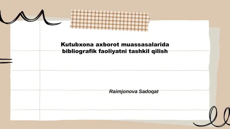 Bibliografik faoliyatni tashkil qilish