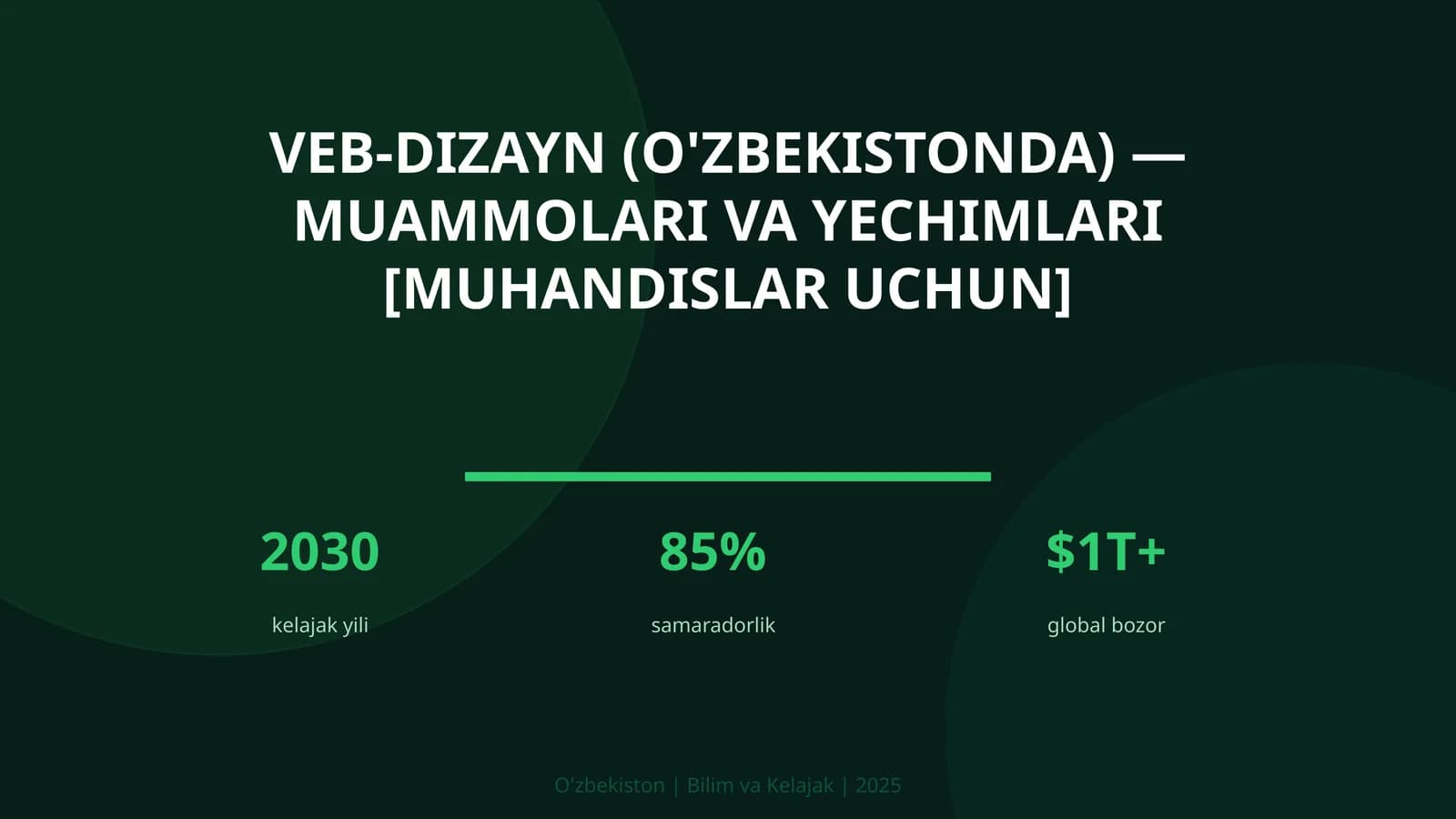 VEB-DIZAYN (O'ZBEKISTONDA) — MUAMMOLARI VA YECHIMLARI [MUHANDISLAR UCHUN]