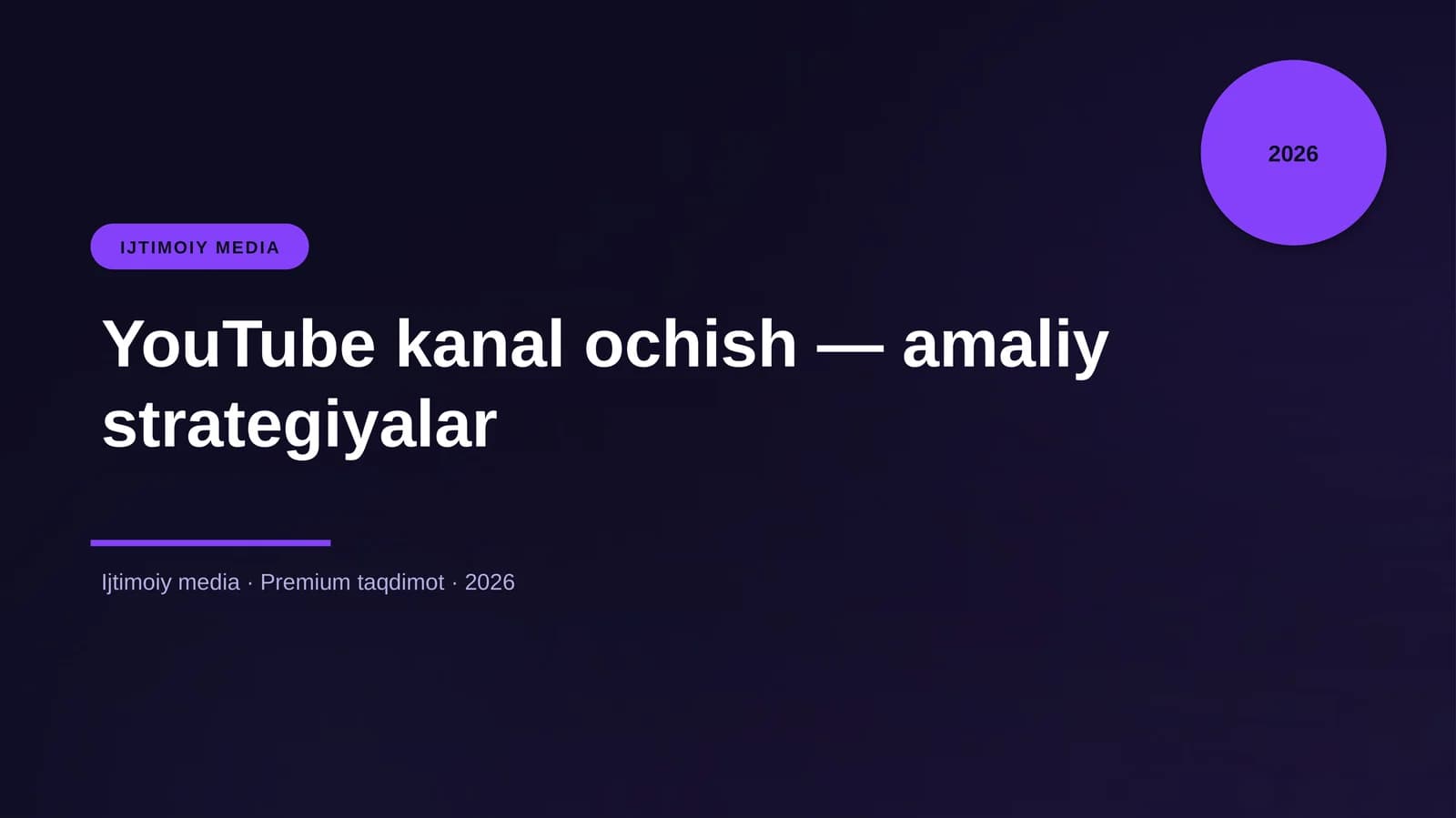 YouTube kanal ochish — amaliy strategiyalar