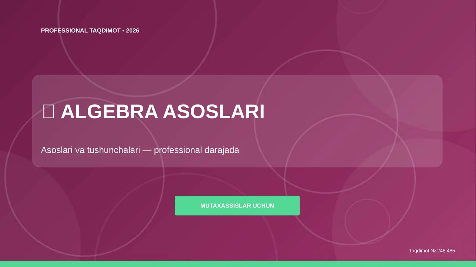ALGEBRA ASOSLARI